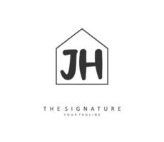 J H JH Initial letter handwriting and  signature logo. A concept handwriting initial logo with template element. vector