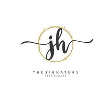 J H JH Initial letter handwriting and  signature logo. A concept handwriting initial logo with template element. vector