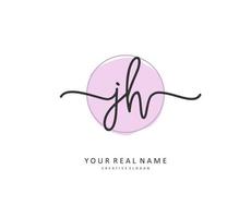 J H JH Initial letter handwriting and  signature logo. A concept handwriting initial logo with template element. vector