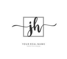 J H JH Initial letter handwriting and  signature logo. A concept handwriting initial logo with template element. vector