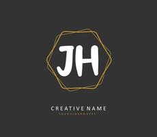 J H JH Initial letter handwriting and  signature logo. A concept handwriting initial logo with template element. vector