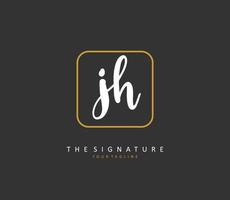 J H JH Initial letter handwriting and  signature logo. A concept handwriting initial logo with template element. vector