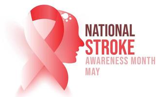 National Stroke awareness month is observed each year in May. Template for background, banner, card, poster. vector