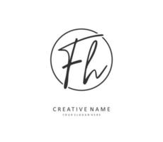 F H FH Initial letter handwriting and  signature logo. A concept handwriting initial logo with template element. vector