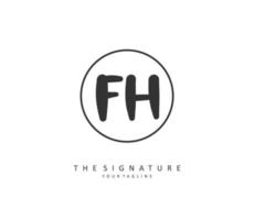 F H FH Initial letter handwriting and  signature logo. A concept handwriting initial logo with template element. vector