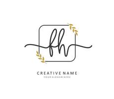 F H FH Initial letter handwriting and  signature logo. A concept handwriting initial logo with template element. vector