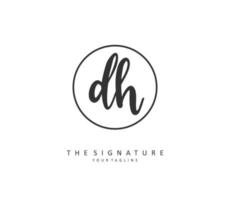 D H DH Initial letter handwriting and  signature logo. A concept handwriting initial logo with template element. vector
