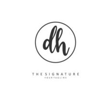 D H DH Initial letter handwriting and  signature logo. A concept handwriting initial logo with template element. vector