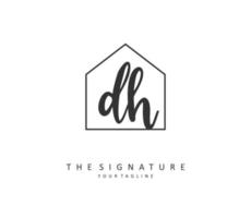 D H DH Initial letter handwriting and  signature logo. A concept handwriting initial logo with template element. vector
