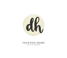 D H DH Initial letter handwriting and  signature logo. A concept handwriting initial logo with template element. vector