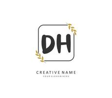 D H DH Initial letter handwriting and  signature logo. A concept handwriting initial logo with template element. vector