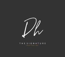 D H DH Initial letter handwriting and  signature logo. A concept handwriting initial logo with template element. vector