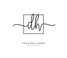 D H DH Initial letter handwriting and  signature logo. A concept handwriting initial logo with template element. vector