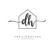 D H DH Initial letter handwriting and  signature logo. A concept handwriting initial logo with template element. vector