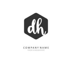 D H DH Initial letter handwriting and  signature logo. A concept handwriting initial logo with template element. vector