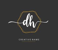 D H DH Initial letter handwriting and  signature logo. A concept handwriting initial logo with template element. vector