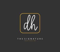 D H DH Initial letter handwriting and  signature logo. A concept handwriting initial logo with template element. vector