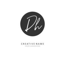 D H DH Initial letter handwriting and  signature logo. A concept handwriting initial logo with template element. vector