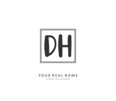 D H DH Initial letter handwriting and  signature logo. A concept handwriting initial logo with template element. vector