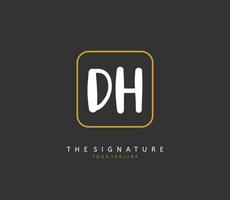 D H DH Initial letter handwriting and  signature logo. A concept handwriting initial logo with template element. vector