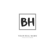 B H BH Initial letter handwriting and  signature logo. A concept handwriting initial logo with template element. vector