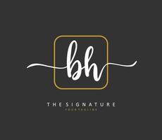 B H BH Initial letter handwriting and  signature logo. A concept handwriting initial logo with template element. vector