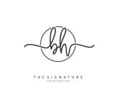 B H BH Initial letter handwriting and  signature logo. A concept handwriting initial logo with template element. vector