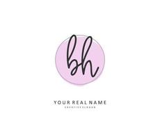 B H BH Initial letter handwriting and  signature logo. A concept handwriting initial logo with template element. vector