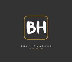 B H BH Initial letter handwriting and  signature logo. A concept handwriting initial logo with template element. vector