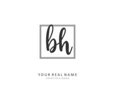 B H BH Initial letter handwriting and  signature logo. A concept handwriting initial logo with template element. vector