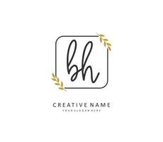 B H BH Initial letter handwriting and  signature logo. A concept handwriting initial logo with template element. vector