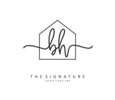 B H BH Initial letter handwriting and  signature logo. A concept handwriting initial logo with template element. vector