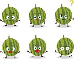 Cartoon character of watermelon with what expression vector