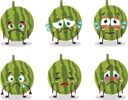 Watermelon cartoon in character with sad expression vector