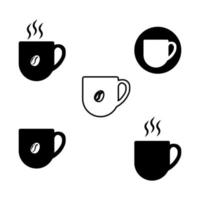 café taza plano íconos en blanco antecedentes. café icono colección - vector ilustración y silueta recopilación. nuevo, Perfecto para impresión en