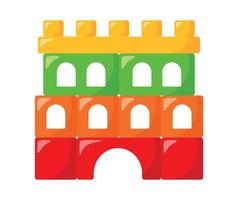 Castle children toy blocks building multicolored kids vector illustration