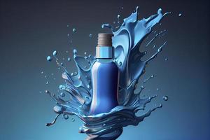 Moisturizing cream, Bottle of cosmetics gel or liquid in splash photo