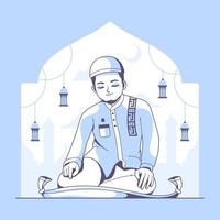 islamic man shalat illustration background vector