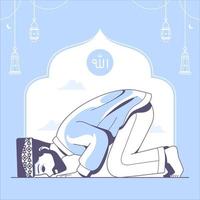 sujud prostration prayer illustration background vector