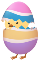 Chick in broken Easter egg with stripe png