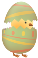 Chick in broken Easter egg with line png