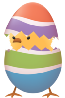 Chick in broken Easter egg with stripe png