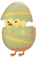 Chick in broken Easter egg with line png