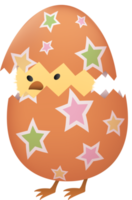 Chick in broken Easter egg with star png