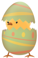 Chick in broken Easter egg with line png