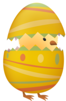 Chick in broken Easter egg with line png