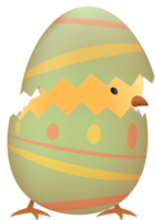 Chick in broken Easter egg with line png