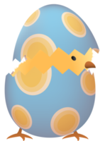 Chick in broken Easter egg with oval png
