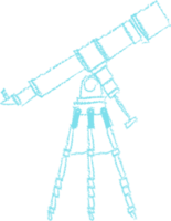 Blue telescope chalk line art png