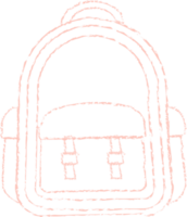 Pink backpack chalk line art png